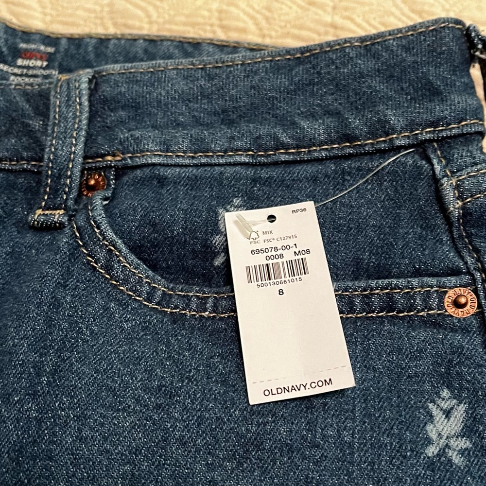 NWT Old Navy Floral Pattern Curvy High Waisted OG Denim Jean Shorts (size 8) - Picture 3 of 6